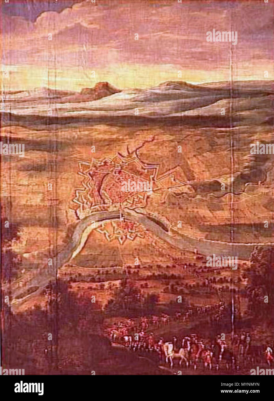 . Français: Reddition de la Ville de Montauban par Louis XIII et le Cardinal de Richelieu accompagné du Duc de Montmorency, du Marquis d'Effiat et du Vicomte d'Arpajon le 21 août 1629, Galerie du Château de Richelieu. 17. Jahrhundert. 17. Jahrhundert französischer Maler (Nicolas Prevost 1640?) 448 Reddition de la Ville de Montauban 21 Aout 1629 Stockfoto