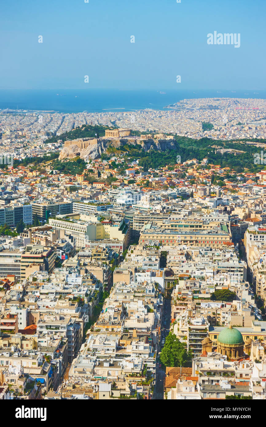 Blick auf die Stadt Athen vom Mount Lycabettus, Griechenland Stockfoto