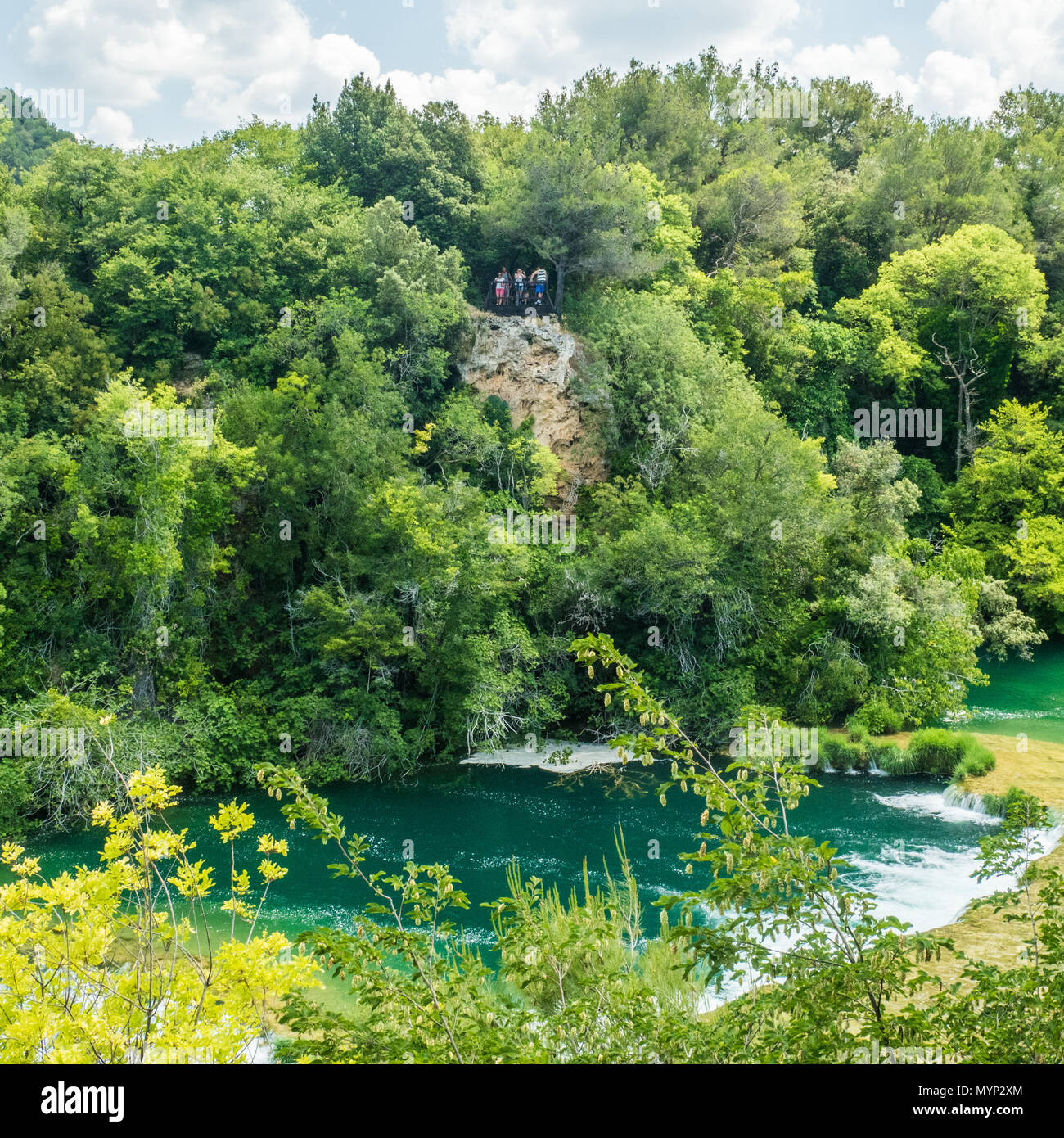 Nationalpark Krka entlang dem Fluss Krka in Kroatien. Es ist bekannt für eine Reihe von 7 Wasserfällen und Naturpfade Stockfoto