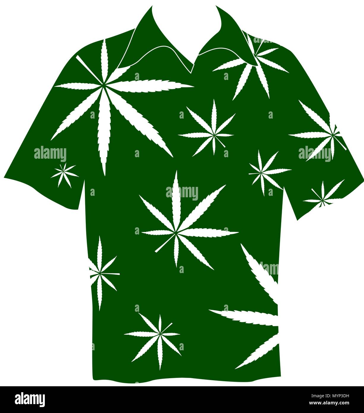 Shirt mit Marihuana Blätter Stock Vektor