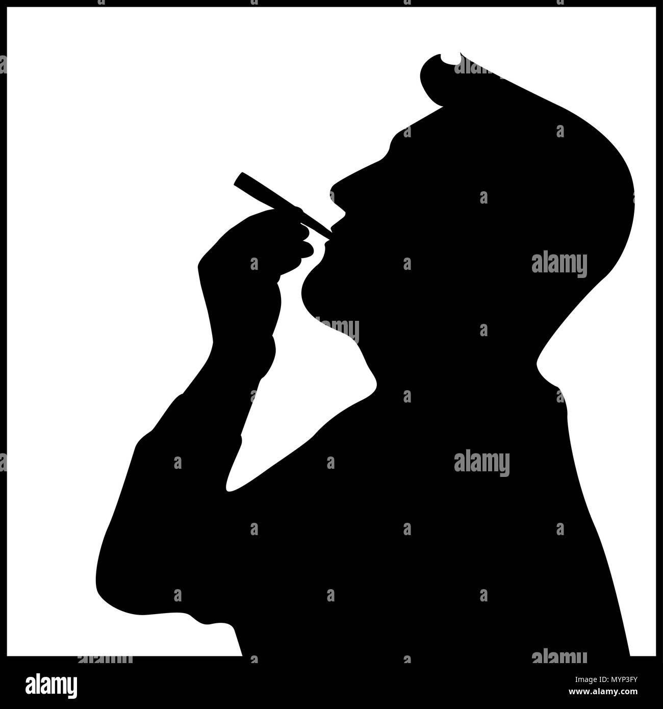 Die Silhouette eines Mannes, Marihuana geraucht oder Tabak Vektor Stock Vektor
