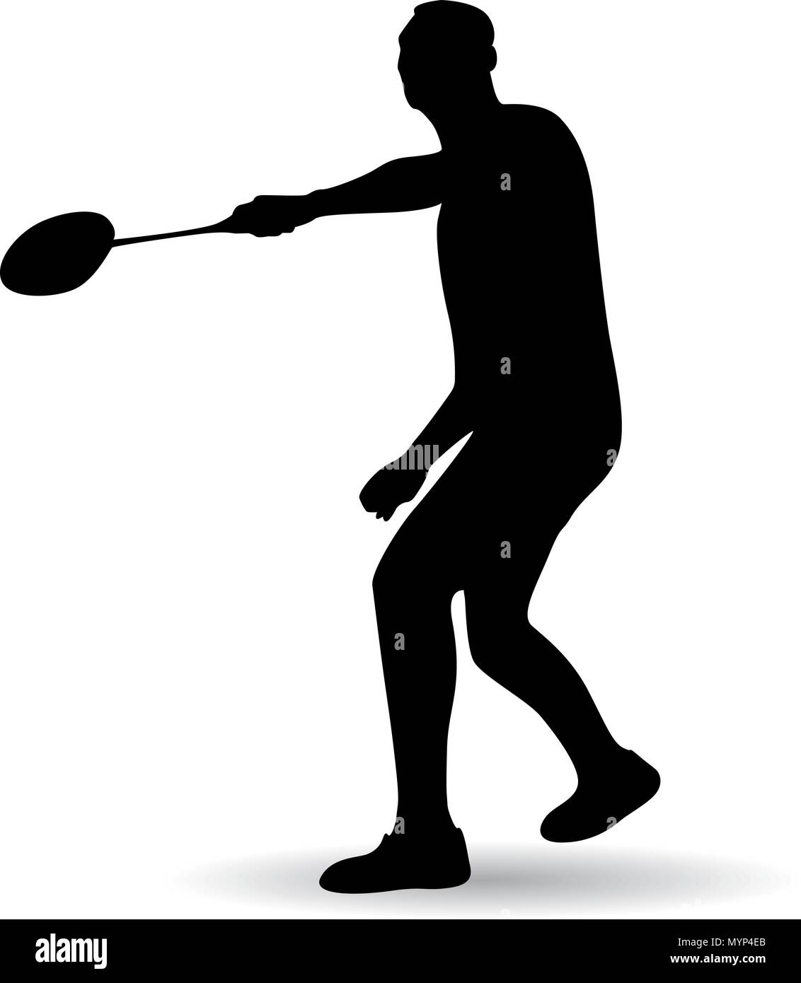 Junge Mann spielt Badminton silhouette Vector Illustration Stock Vektor