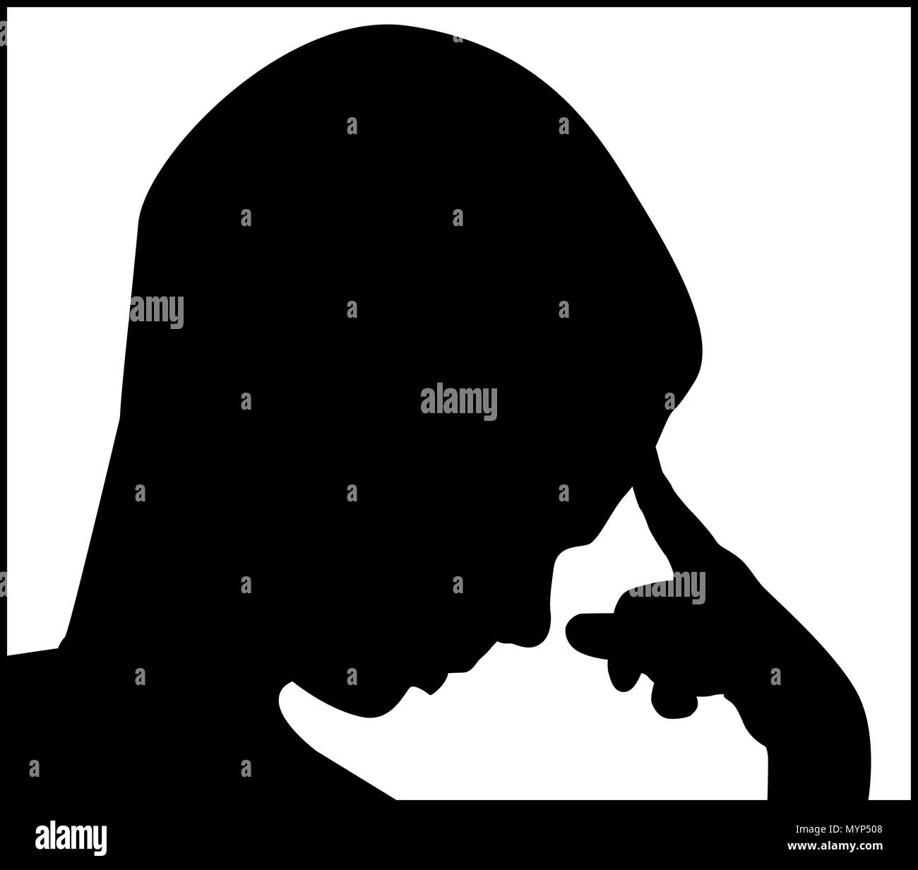 Boy Thinking – Stock Vector Image Silhouette isoliert Stock Vektor