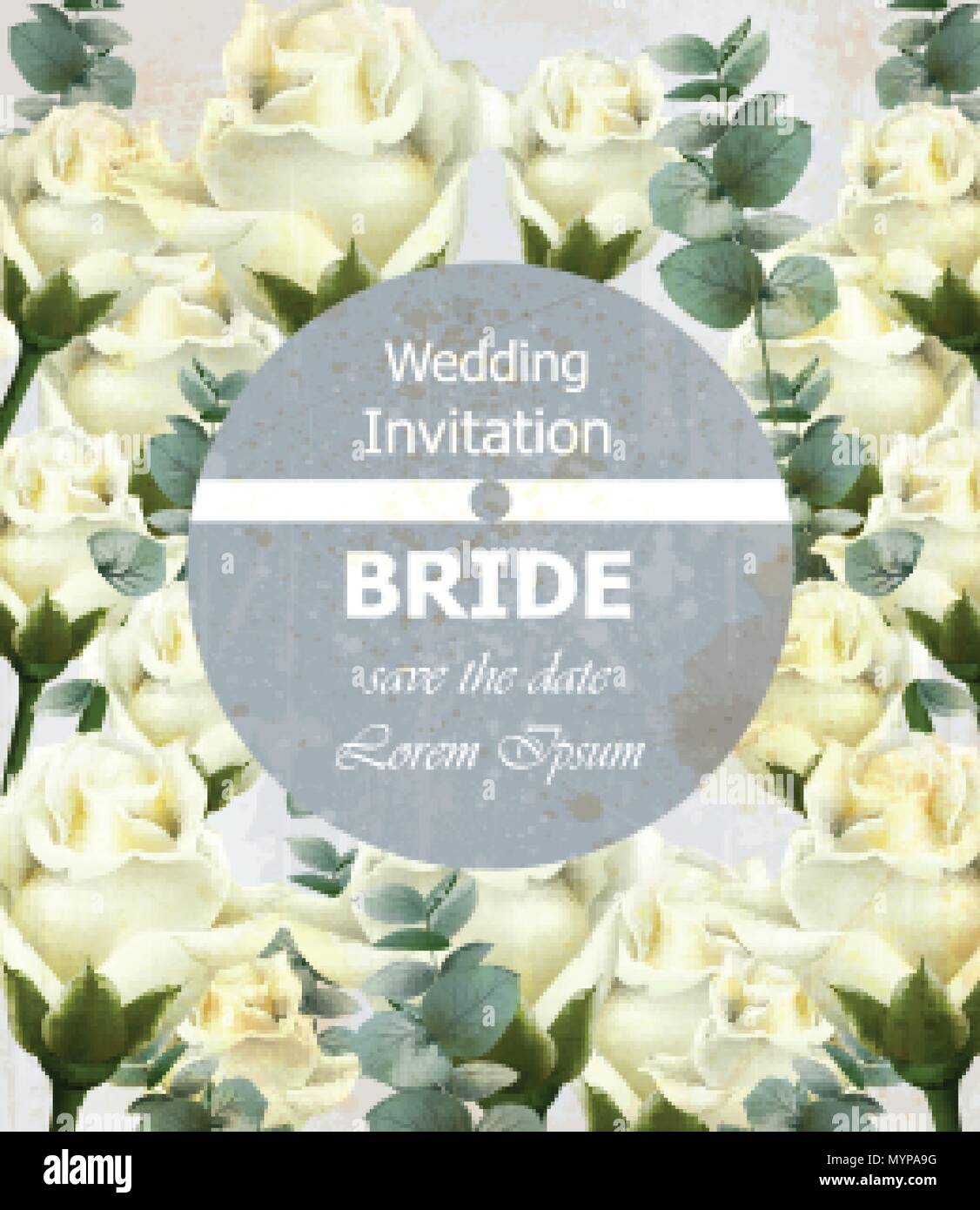 Schöne Hochzeit Einladung mit weißen Rosen Blumen. Luxuriöse aquarell Blumen Vektor Karte. Vintage Dekor Design Stock Vektor
