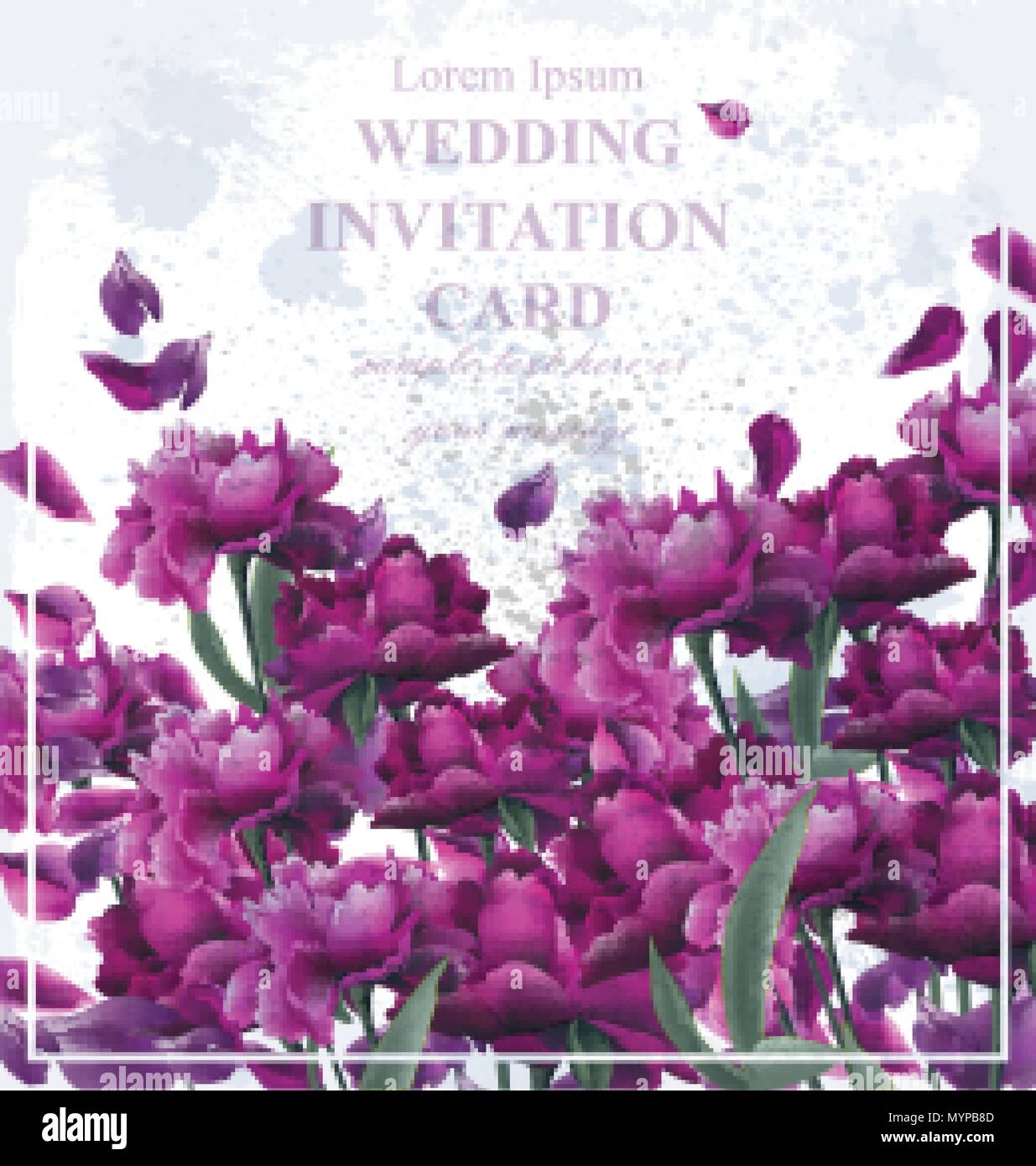 Pfingstrose Blüten Karte Vektor. Jahrgang alte Kulisse. Schönen floralen Dekor. ultra violette Farbe Stock Vektor