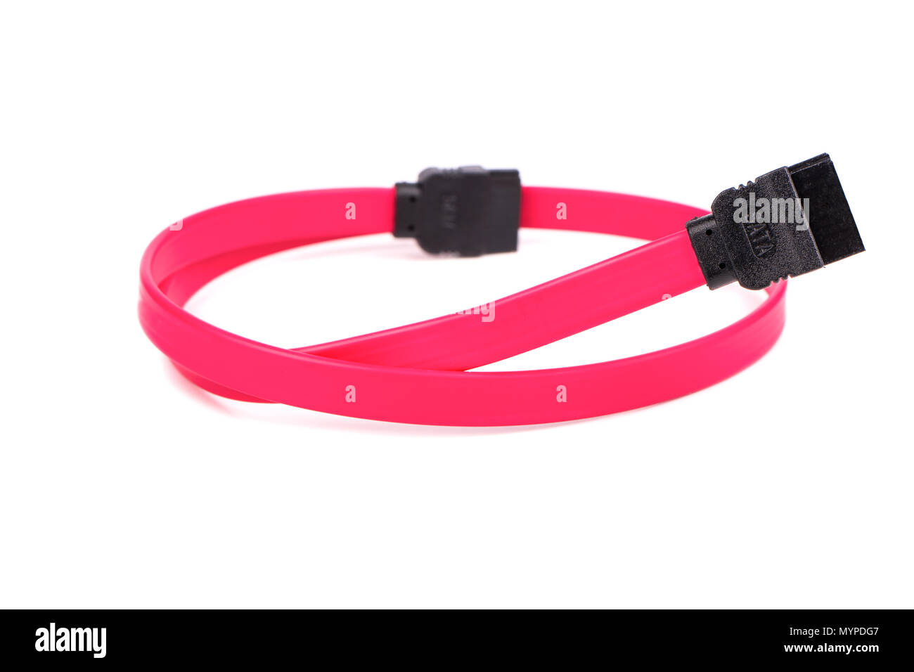 Die SATA-Kabel litze Rot auf weißem Hintergrund Stockfoto
