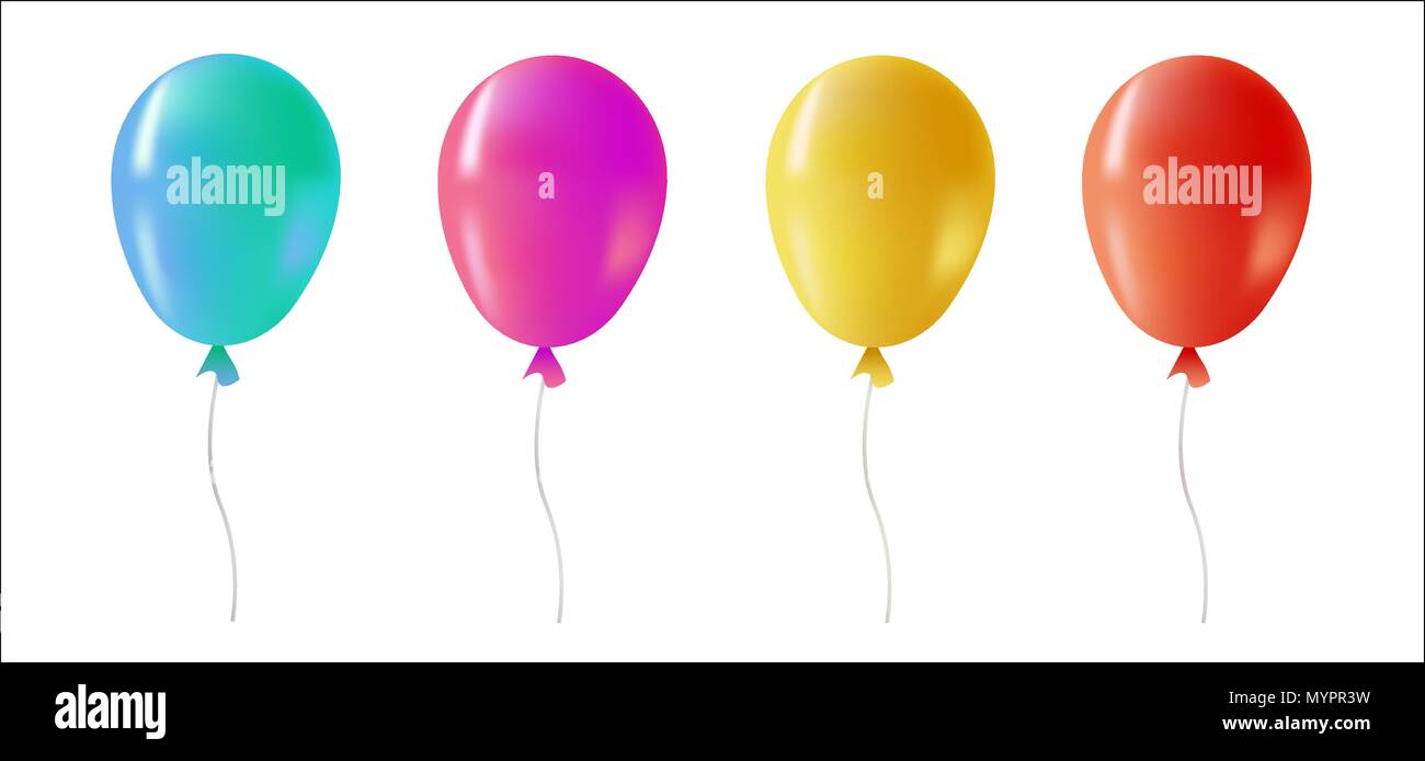 Multi Color helium Luftballons auf isolierten Hintergrund. Bunte Party Dekoration ideal für Geburtstag, Jubiläum oder eine besondere Veranstaltung. EPS 10 Vektor. Stock Vektor
