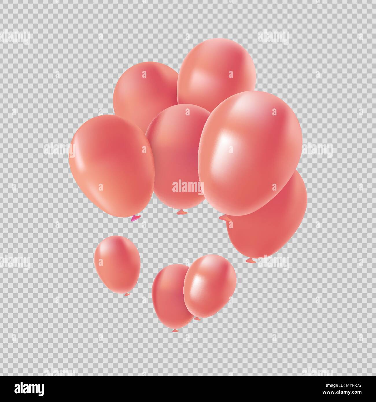 Pink Balloon, isolierte transparenter Hintergrund Elemente in metallischen Farben. Valentinstag Dekoration oder Partei Ornament. EPS 10 Vektor. Stock Vektor