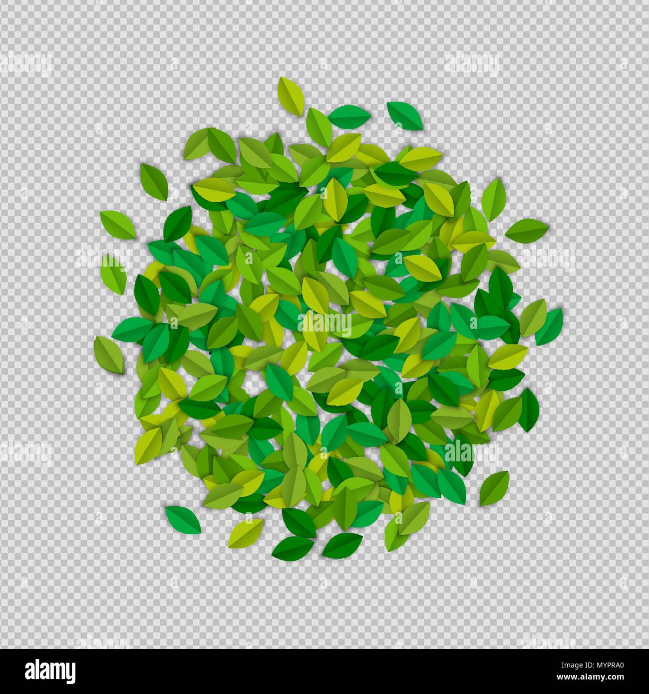 Grüne Blätter in Papier schneiden Stil. Isoliert Blatt Stapel auf Transparenten Hintergrund für die Natur. EPS 10 Vektor. Stock Vektor