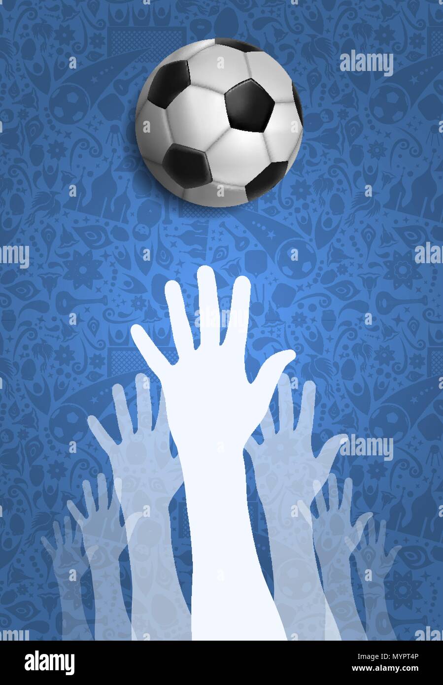 Fußball-Event Abbildung, Russisch sport spiel Hintergrund mit Menschen Hand und Fuß ball. United Gemeinschaft für Sport. EPS 10 Vektor. Stock Vektor