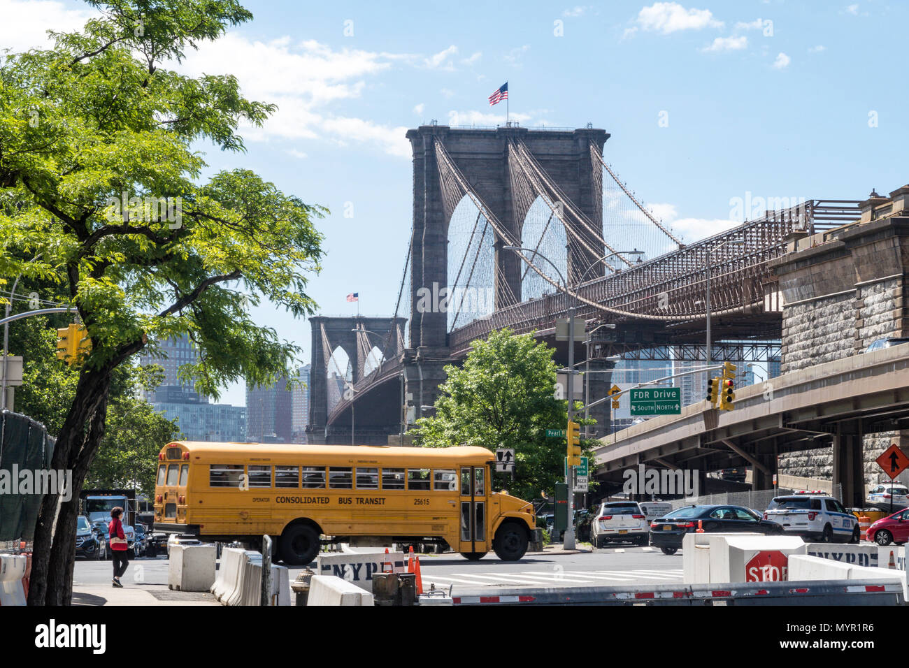 Brooklyn Bridge von Manhattan, NYC, USA Stockfoto