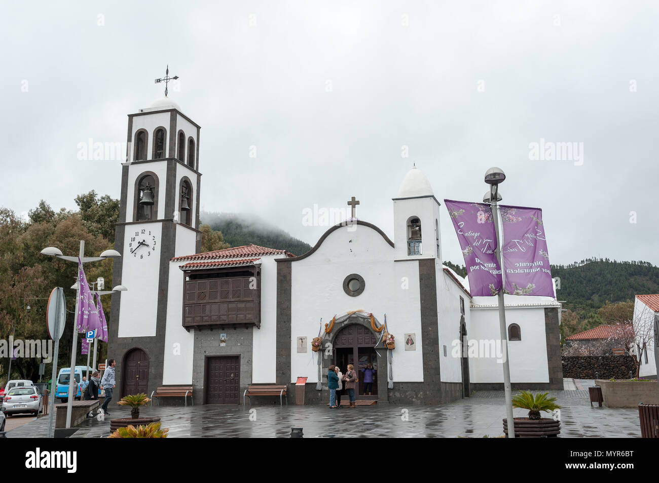 Kirche in Santiago del Teide, Provinz Santa Cruz De Tenerife, Teneriffa, Kanarische Inseln, Spanien Stockfoto
