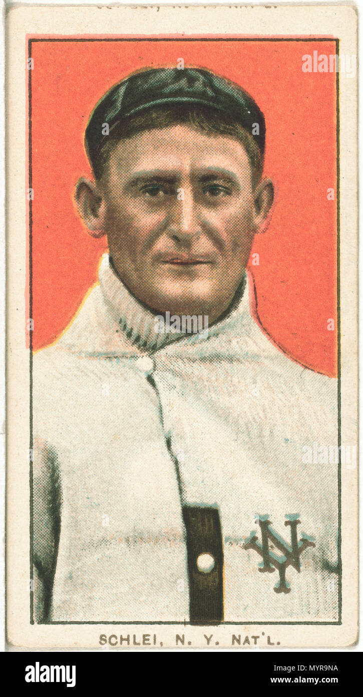 . Englisch: Titel: Admiral Schlei, New York Giants, Baseball card portrait Abstract / Medium: 1 Print: Relief mit Rasterung, Farbe. . 1909. American Tobacco Company, Sponsor 267 Admiral Schlei, New York Giants, Baseball card Portrait LCCN 2008676508 Stockfoto
