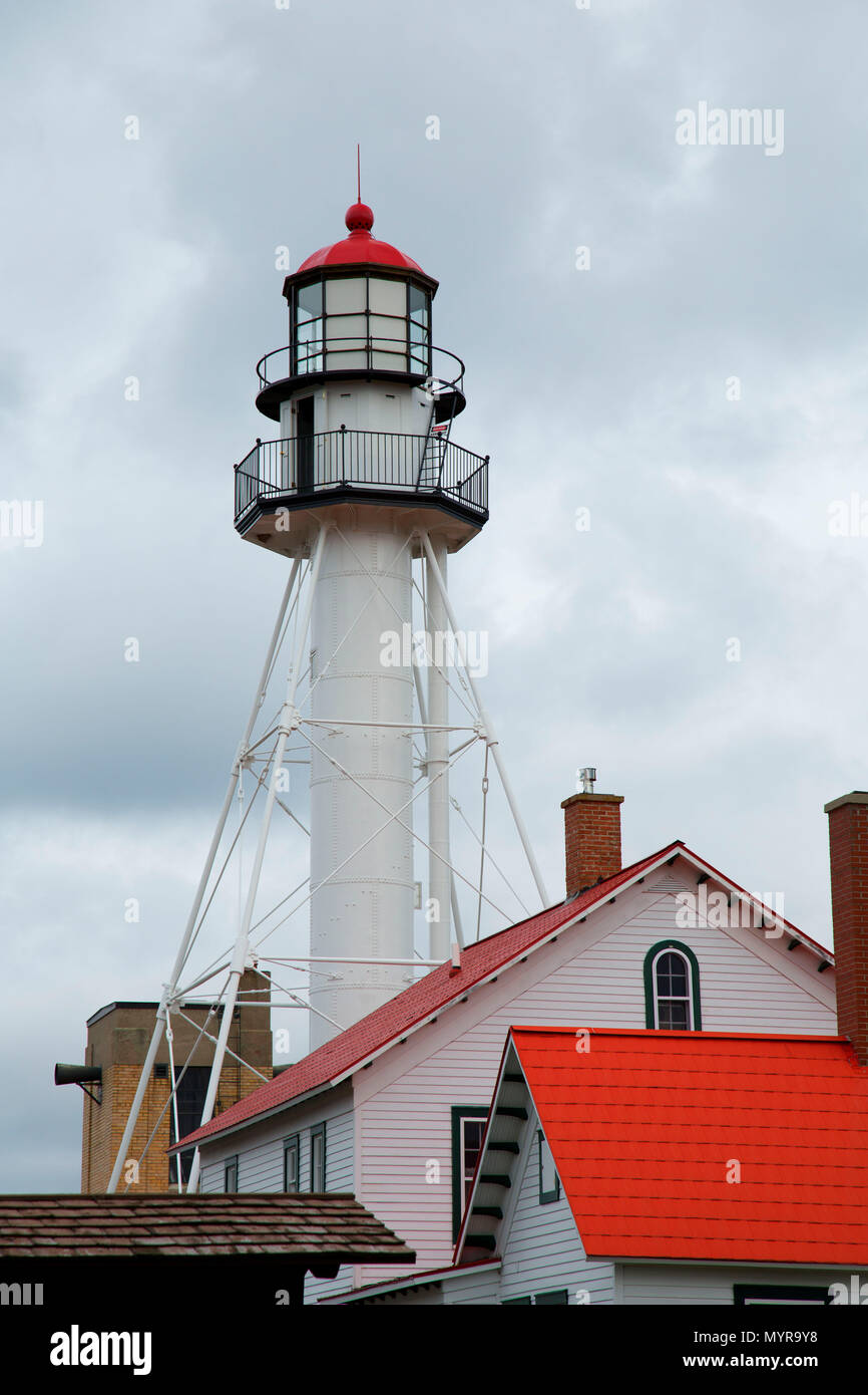 Whitefish Point Lighthouse, große Seen-Schiffswrack-Museum, Whitefish Point Bird Observatory, Michigan Stockfoto