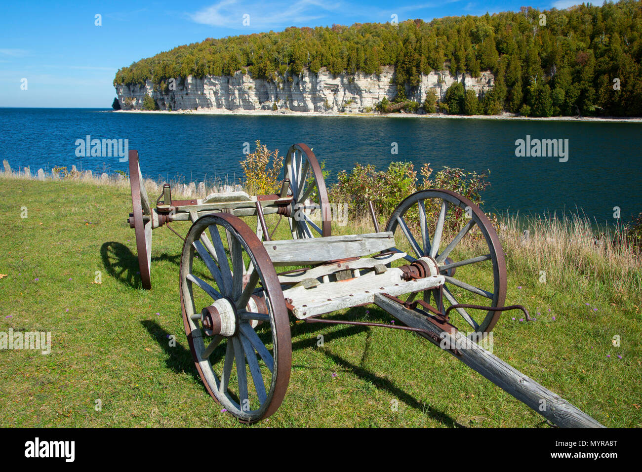 Anhänger auf der Big Bay de Noc, Fayette Historic State Park, Michigan Stockfoto