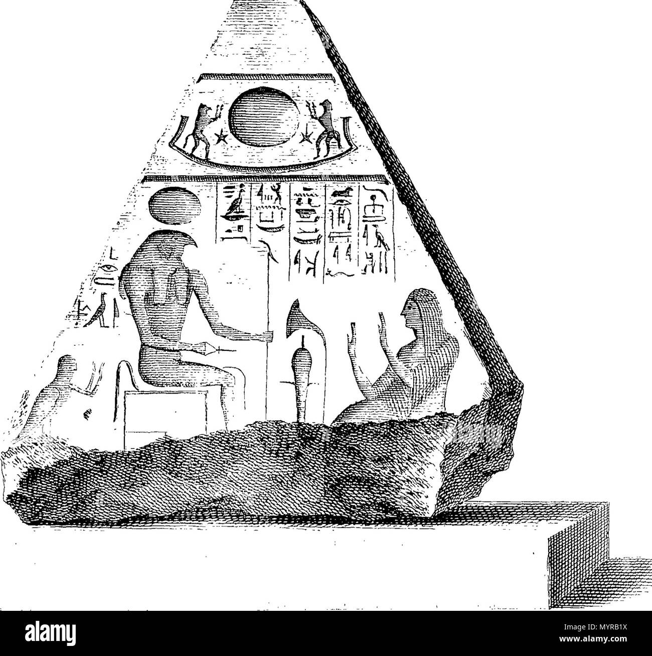 . Englisch: Fleuron aus Buch: Ein Essay zu erklären. hieroglyphical Zahlen, die auf den Sarg der alten Mumie vom Kapitän William Lethieullier. Von Alexander Gordon, Uhr 329 Ein Essay zu erklären. hieroglyphical Zahlen, die auf den Sarg der alten Mumie vom Capt Fleuron T 114288-13 Stockfoto