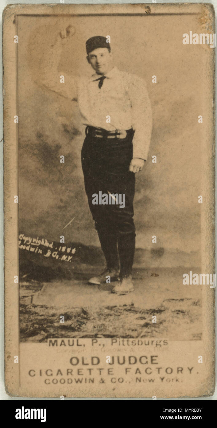 . Englisch: Titel: Al Maul, Pittsburgh Alleghenys, Baseball card portrait Abstract / Medium: 1 Foto: Eiweiß. . 1887. Goodwin & Co., Sponsor 273 Al Maul, Pittsburgh Alleghenys, Baseball card Portrait LCCN 2007686938 Stockfoto