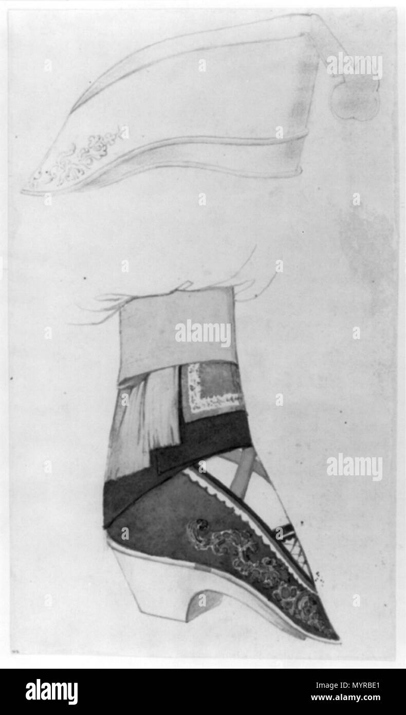 . Englisch: Titel: Ein Schuh auf einen gebundenen Fuß Abstract / Medium: 1 Zeichnung: Aquarell und Graphit; 23,6 x 14,1 cm (Blatt). 1860. I?u?Din, G. V. (Gennadi? Vasil? Evich), 1840-1912, Sammler; Sammlung Yudin (Bibliothek des Kongresses) DLC 200 ein Schuh auf einen gebundenen Fuß LCCN 2011661283 Stockfoto