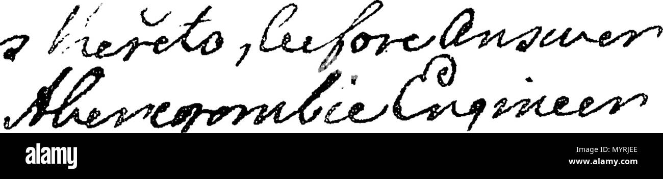 . Englisch: Fleuron aus Buch: Ans. Robert Stewart, Esq;&c2d recl. Haustier. William Heron. W. Beveridge, W.S. Agent. H. Antworten für Robert Stewart, Esq; von St Fort, und John Greig, seine Mieter in Hay's Mühle, die zweite RECLAIMING Petition von William Heron, Mieter in den Gebieten der Cruivie. 365 Ans Fleuron T 214588-2 Stockfoto