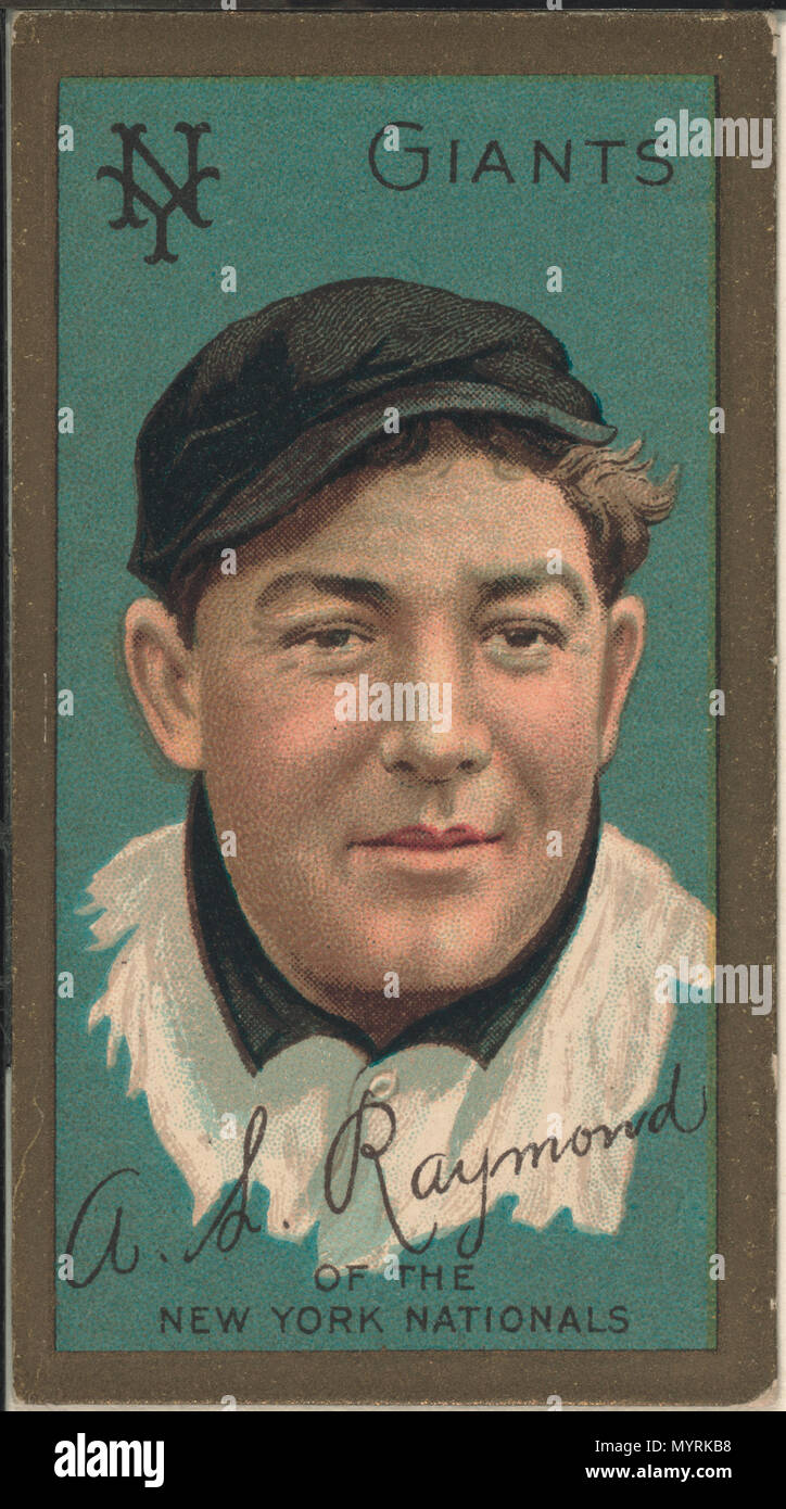 . Englisch: Titel: Arthur L. Raymond, New York Giants, Baseball card portrait Abstract / Medium: 1 fotomechanischen Drucken. . 1911. American Tobacco Company, Sponsor 381 Arthur L. Raymond, New York Giants, Baseball card Portrait LCCN 2008677499 Stockfoto