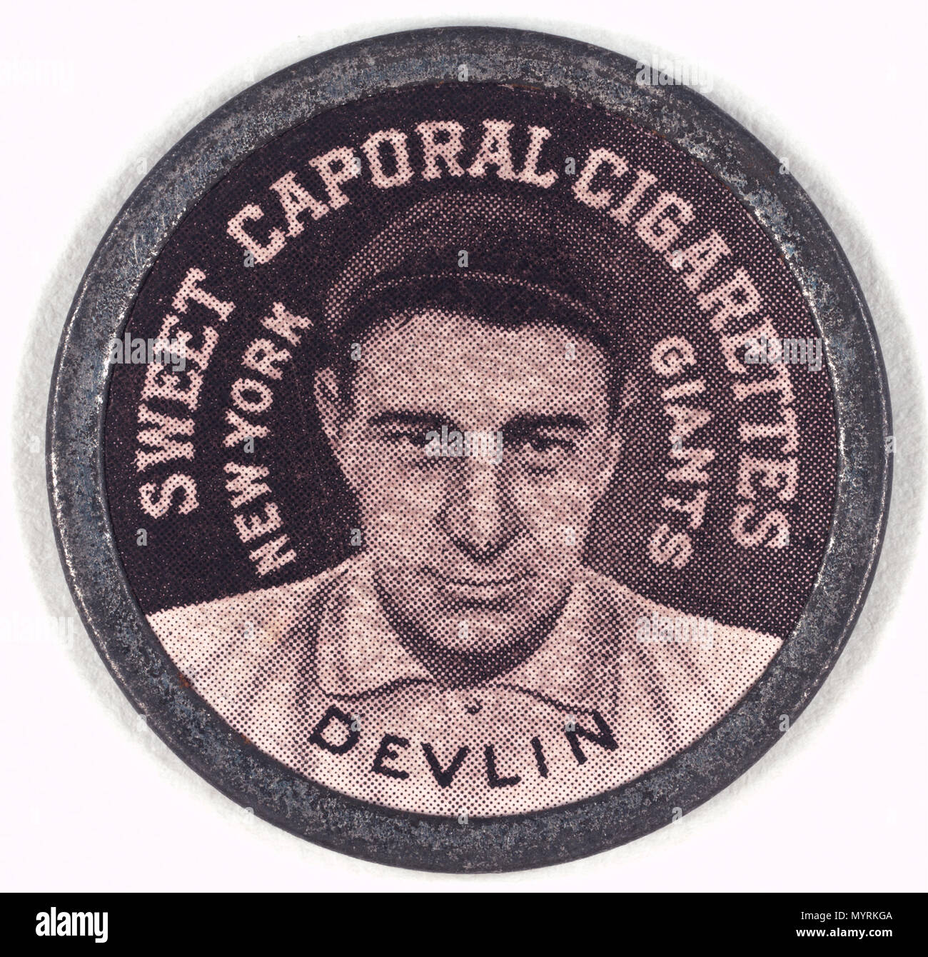 . Englisch: Titel: Kunst Devlin, New York Giants, Baseball card portrait Abstract / Medium: 1 fotomechanischen drucken: halftone. . 1909. American Tobacco Company, Sponsor 380 Kunst Devlin, New York Giants, Baseball card Portrait LCCN 2007683800 Stockfoto