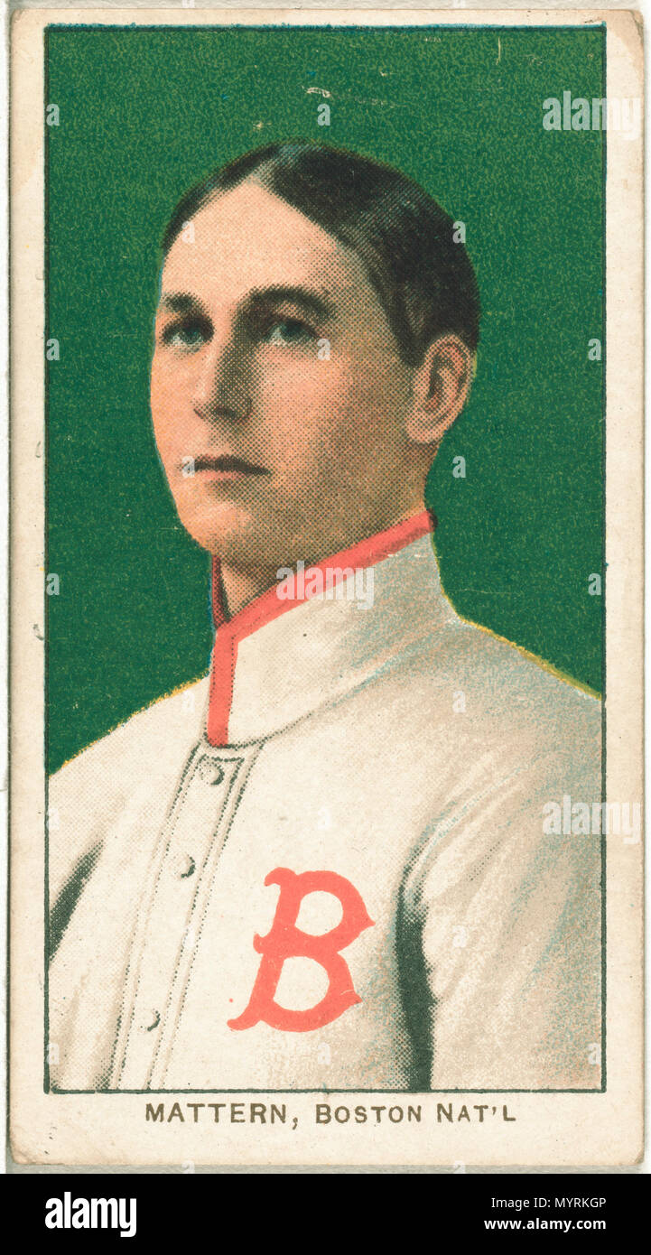 . Englisch: Titel: Al Mattern, Boston Tauben/Boston Rustlers, Baseball card portrait Abstract / Medium: 1 Print: Relief mit Rasterung, Farbe. . 1909. American Tobacco Company, Sponsor 273 Al Mattern, Boston Doves-Boston Rustlers, Baseball card Portrait LCCN 2008675236 Stockfoto
