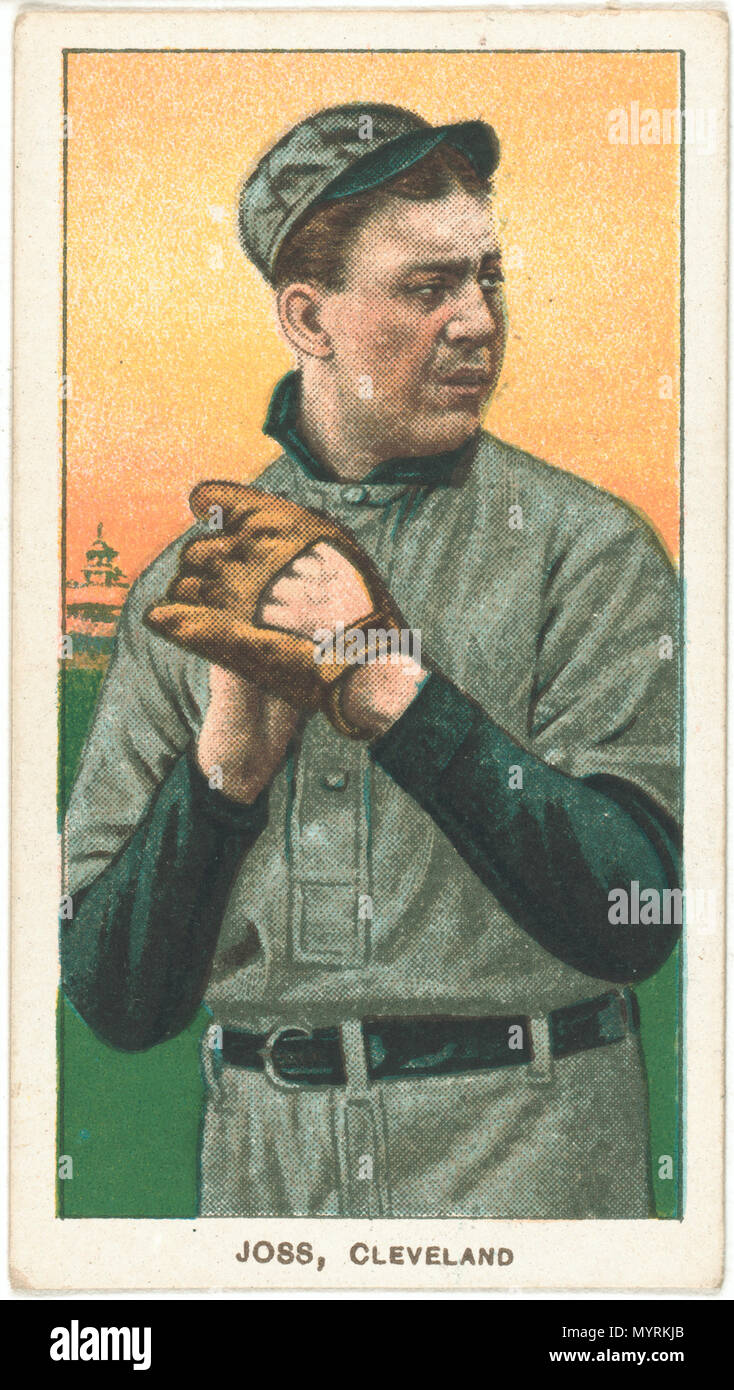 . Englisch: Titel: Addie Joss, Cleveland Nap, Baseball card portrait Abstract / Medium: 1 Print: Relief mit Rasterung, Farbe. . 1909. American Tobacco Company, Sponsor 266 Addie Joss, Cleveland Nap, Baseball card Portrait LCCN 2008676564 Stockfoto