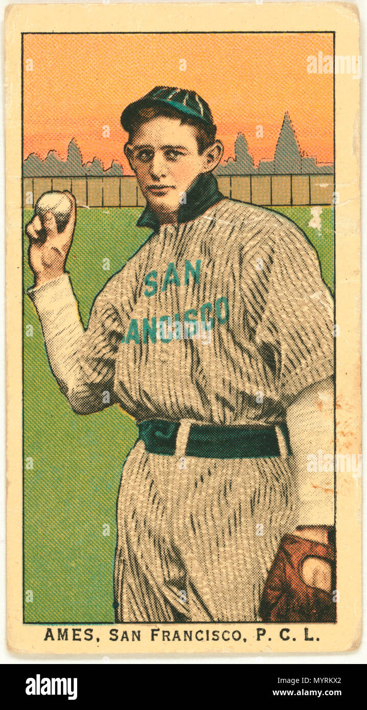 . Englisch: Titel: Ames, San Francisco Team, Baseball card portrait Abstract / Medium: 1 Print: Relief mit Rasterung, Farbe. . 1910. American Tobacco Company, Sponsor 283 Ames, San Francisco Team, Baseball card Portrait LCCN 2008677329 Stockfoto