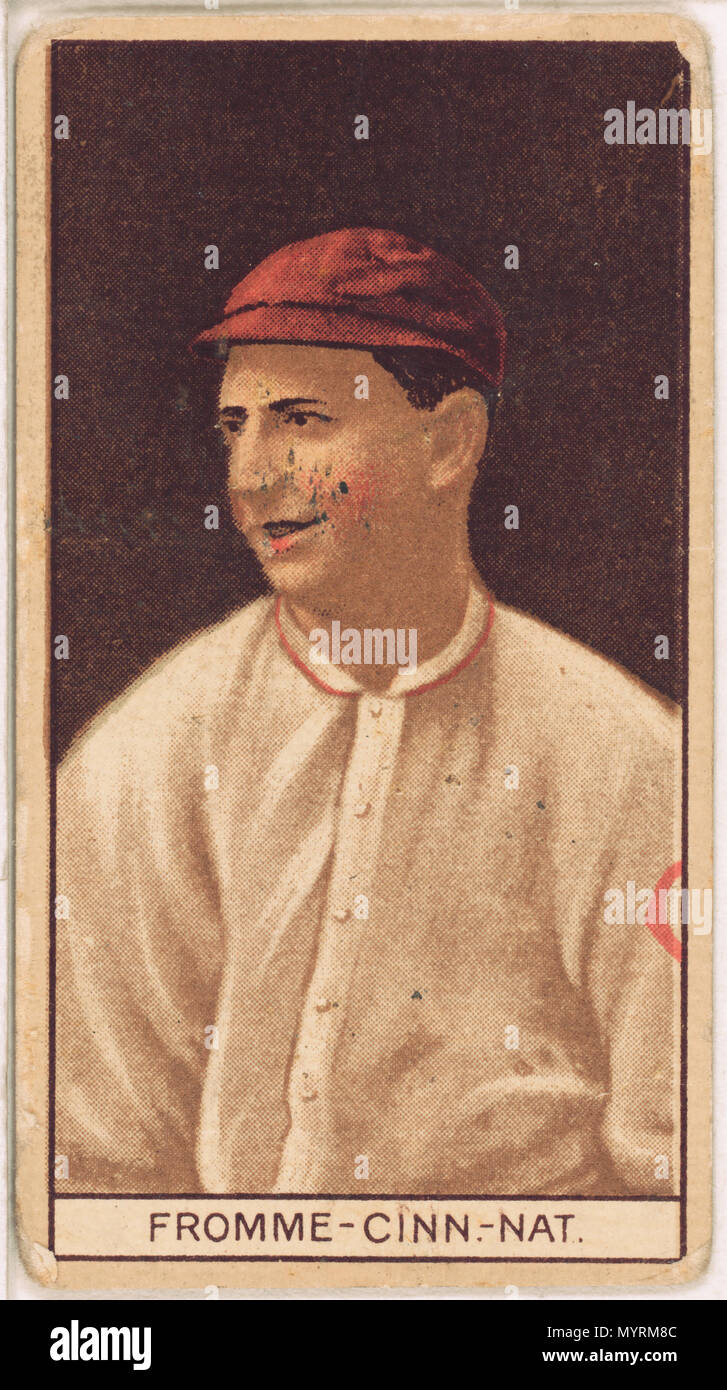 . Englisch: Titel: Arthur Fromme, Cincinnati Reds, Baseball card portrait Abstract / Medium: 1 Print: Relief mit Rasterung, Farbe. . 1912. American Tobacco Company, Sponsor 381 Arthur Fromme, Cincinnati Reds, Baseball card Portrait LCCN 2008677974 Stockfoto
