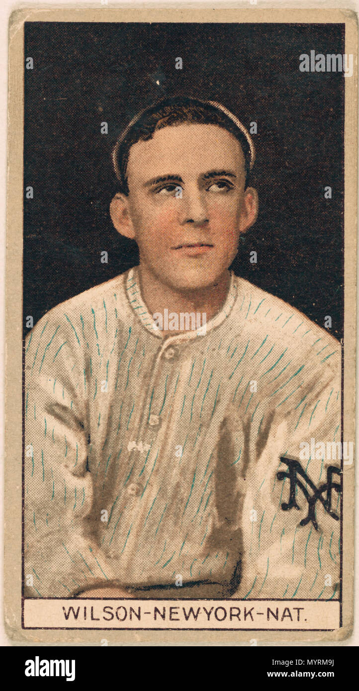 . Englisch: Titel: Arthur Wilson, New York Giants, Baseball card portrait Abstract / Medium: 1 Print: Relief mit Rasterung, Farbe. . 1912. American Tobacco Company, Sponsor 381 Arthur Wilson, New York Giants, Baseball card Portrait LCCN 2008677991 Stockfoto