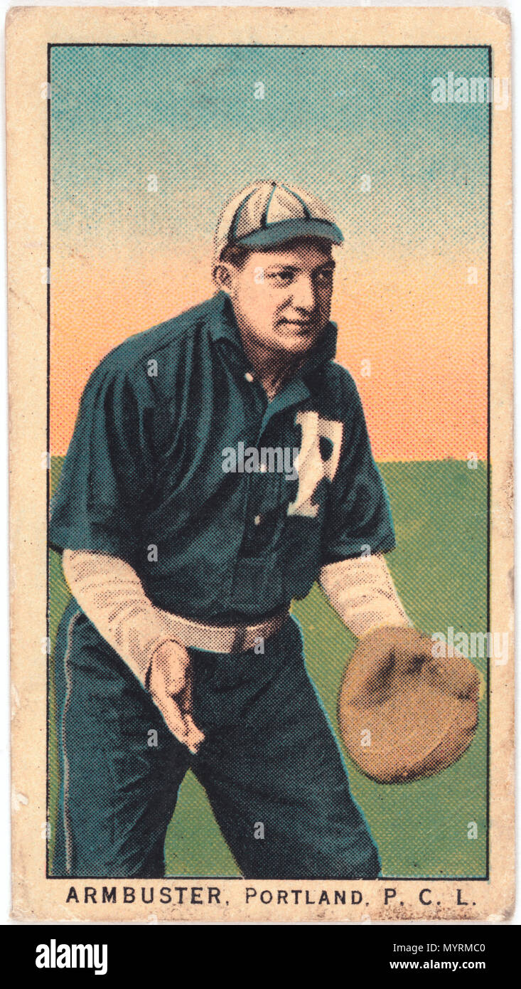 . Englisch: Titel: Armbruster, Portland Team, Baseball card portrait Abstract / Medium: 1 Print: Relief mit Rasterung, Farbe. . 1910. American Tobacco Company, Sponsor 379 Armbruster, Portland Team, Baseball card Portrait LCCN 2008677304 Stockfoto