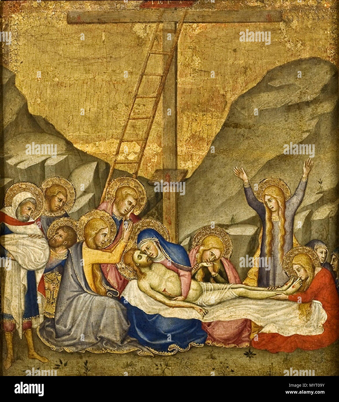 . Die Klage über den toten Christus. ca. 1400 356 7 Andre di Bartolo Wehklage. c. 1400, National Museum, Stockholm Stockfoto