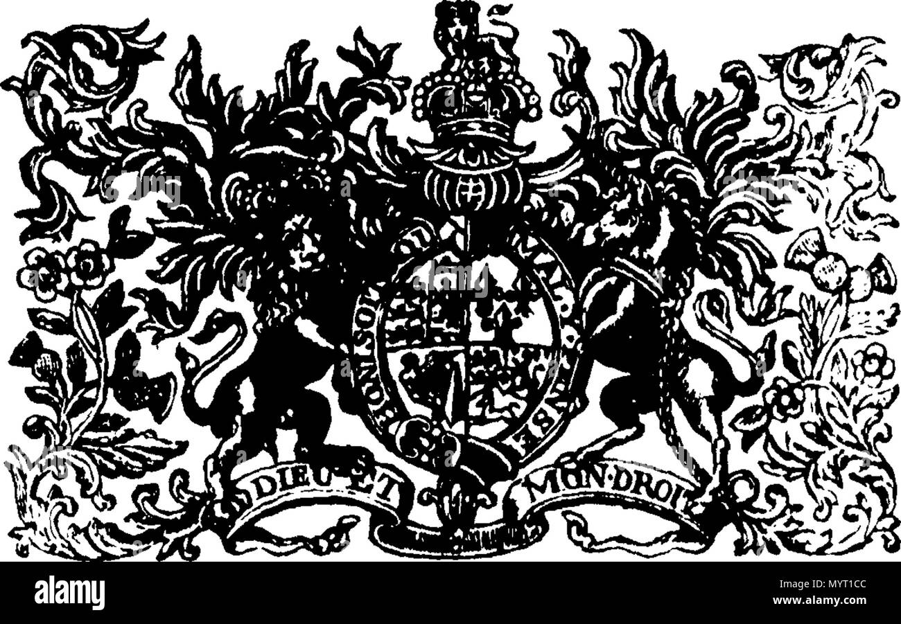 . Englisch: Fleuron aus Buch: Anno Regni Georgii II. Regis Magnae Britanniae, Franciae, & Hiberniae, tricesimo secundo. Im Parlament begonnen und an der Westminster, die 30 ersten Tag im Mai anno Dom Holden. 1754. Im 21. Jahr der Herrschaft unseres Herrn, Herrn George der Zweite, durch die Gnade Gottes, von Großbritannien, Frankreich und Irland, König, Verteidiger des Glaubens, &c. Und von dort weiter durch mehrere prorogations des 23 dritten Tag von November 1758, die sechste Tagung dieses Parlaments. 360 Anno Regni Georgii II Fleuron N 056638-11 Stockfoto