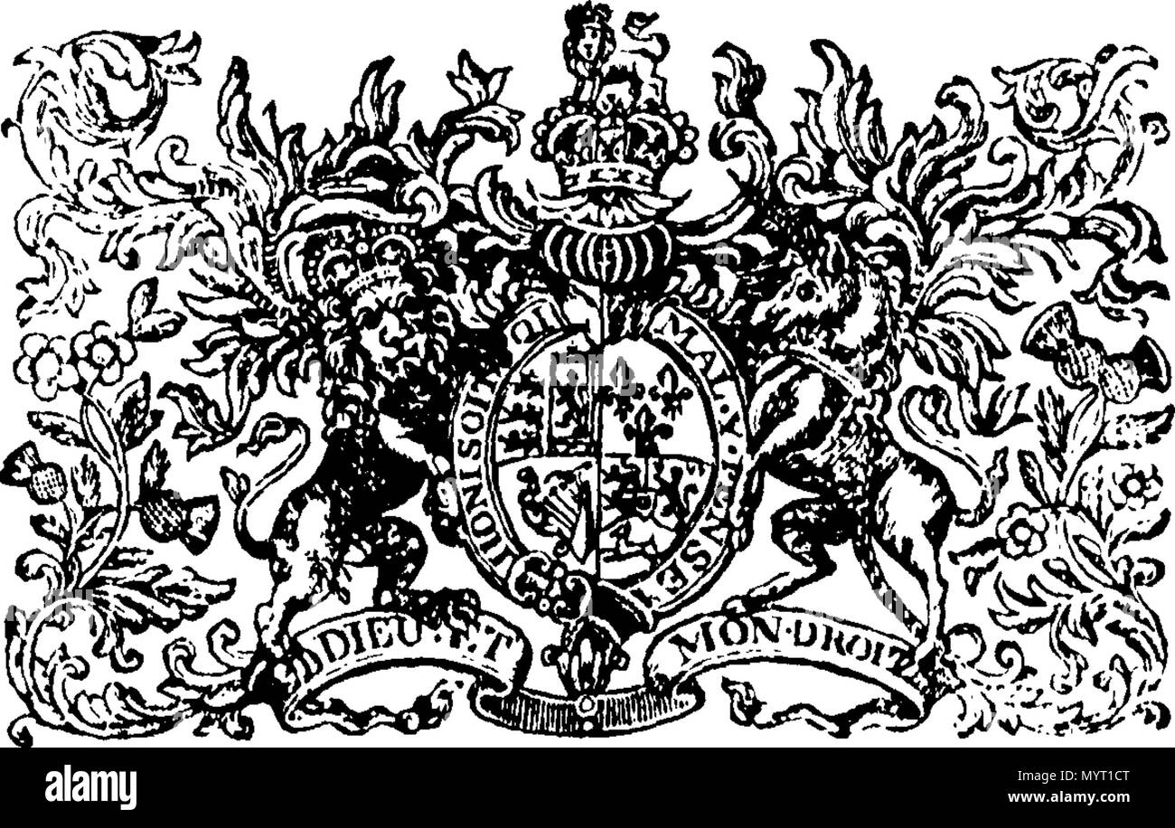 . Englisch: Fleuron aus Buch: Anno Regni Georgii II. Regis Magnae Britanniae, Franciae, & Hiberniae, tricesimo secundo. Im Parlament begonnen und an der Westminster, die 30 ersten Tag im Mai anno Dom Holden. 1754. Im 21. Jahr der Herrschaft unseres Herrn, Herrn George der Zweite, durch die Gnade Gottes, von Großbritannien, Frankreich und Irland, König, Verteidiger des Glaubens, &c. Und von dort weiter durch mehrere prorogations des 23 dritten Tag von November 1758, die sechste Tagung dieses Parlaments. 360 Anno Regni Georgii II Fleuron N 056638-21 Stockfoto