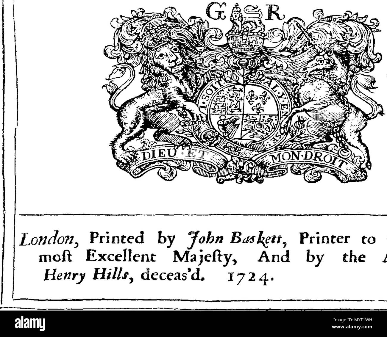 . Englisch: Fleuron aus Buch: Anno Regni Georgii Regis Magn? Britanni?, Franci ?, & Hiberni?, DECIMO. Im Parlament begonnen und in Westminster, das am 9. Oktober, Anno Dom Holden. 1722. Im neunten Jahr der Herrschaft unseres Herrn, Herrn George, durch die Gnade Gottes, von Großbritannien, Frankreich und Irland, König, Verteidiger des Glaubens, &c. Und von dort, da von mehreren prorogations zum 9. Januar 1723 fortgesetzt. In der zweiten Sitzung dieses Parlaments. 361 Anno Regni Georgii Regis Magn Fleuron N 050483-30 Stockfoto
