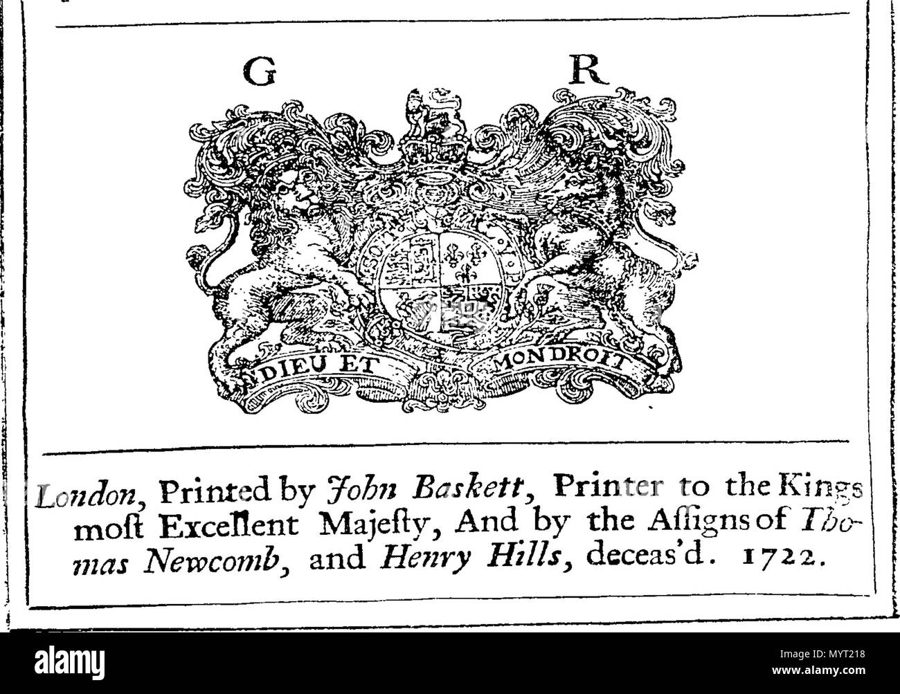 . Englisch: Fleuron aus Buch: Anno Regni Georgii Regis Magn? Britanni?, Franci ?, & Hiberni?, Octavo. Im Parlament begonnen und in Westminster, das am 17. März Anno Dom Holden. 1714. Im ersten Jahr der Herrschaft unseres Herrn, Herrn George, durch die Gnade Gottes, von Großbritannien, Frankreich und Irland, König, Verteidiger des Glaubens, &c. Und von dort, da von mehreren prorogations auf die am 19. Oktober 1721 fortgesetzt. Die Achte Sitzung dieses Parlaments. 362 Anno Regni Georgii Regis Magn Fleuron N 050608-11 Stockfoto