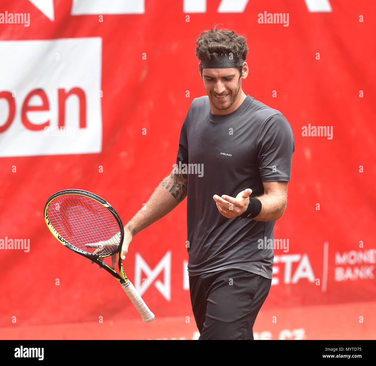 Prostejov, tschechische Republik. 08 Juni, 2018. Austrian tennis player GERALD MELZER im Halbfinale der MONETA Czech Open - ATP Challenger Tour in Prostejov gesehen, der Tschechischen Republik, am 8. Juni 2018. Credit: Ludek Perina/CTK Photo/Alamy leben Nachrichten Stockfoto