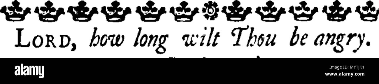 . Englisch: Fleuron aus Buch: Hymnen: für zwei, drei, vier, fünf, sechs, sieben und acht Stimmen. Wie Sie jetzt durchführen möchten, in der Kathedrale und Metropolitical Kirche St. Petrus in York: in der Kathedrale Kirche Christi und der Jungfrau Maria, die Heilige Jungfrau, in Durham: und in der Kathedrale Kirche der Seligen Jungfrau Maria, in Lincoln. Mit dem Präfix ", eine Tabelle der Prediger, und die Zeiten von ihrer Predigt, in der sagte Kathedralen. Von Thomas Ellway, Master von den Kindern der Kathedrale in York gesammelt. 366 Hymnen - für zwei, drei, vier, fünf, sechs, sieben und acht Stimmen Fleuron T 13596 Stockfoto