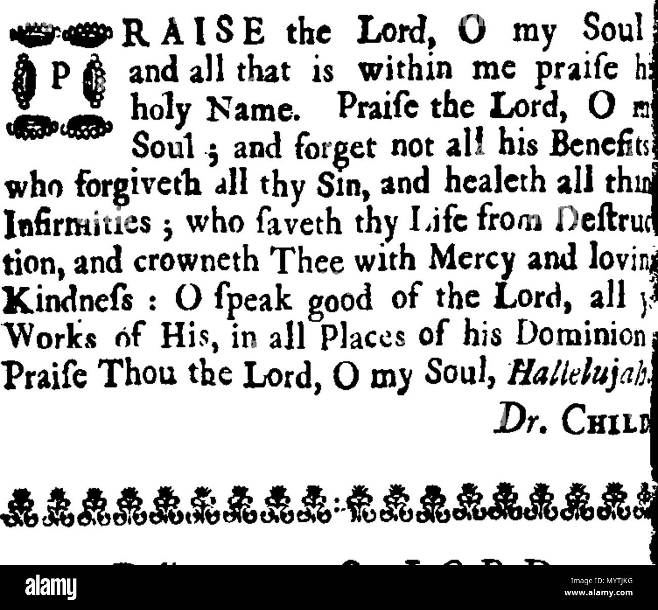 . Englisch: Fleuron aus Buch: Hymnen: für zwei, drei, vier, fünf, sechs, sieben und acht Stimmen. Wie Sie jetzt durchführen möchten, in der Kathedrale und Metropolitical Kirche St. Petrus in York: in der Kathedrale Kirche Christi und der Jungfrau Maria, die Heilige Jungfrau, in Durham: und in der Kathedrale Kirche der Seligen Jungfrau Maria, in Lincoln. Mit dem Präfix ", eine Tabelle der Prediger, und die Zeiten von ihrer Predigt, in der sagte Kathedralen. Von Thomas Ellway, Master von den Kindern der Kathedrale in York gesammelt. 366 Hymnen - für zwei, drei, vier, fünf, sechs, sieben und acht Stimmen Fleuron T 13596 Stockfoto