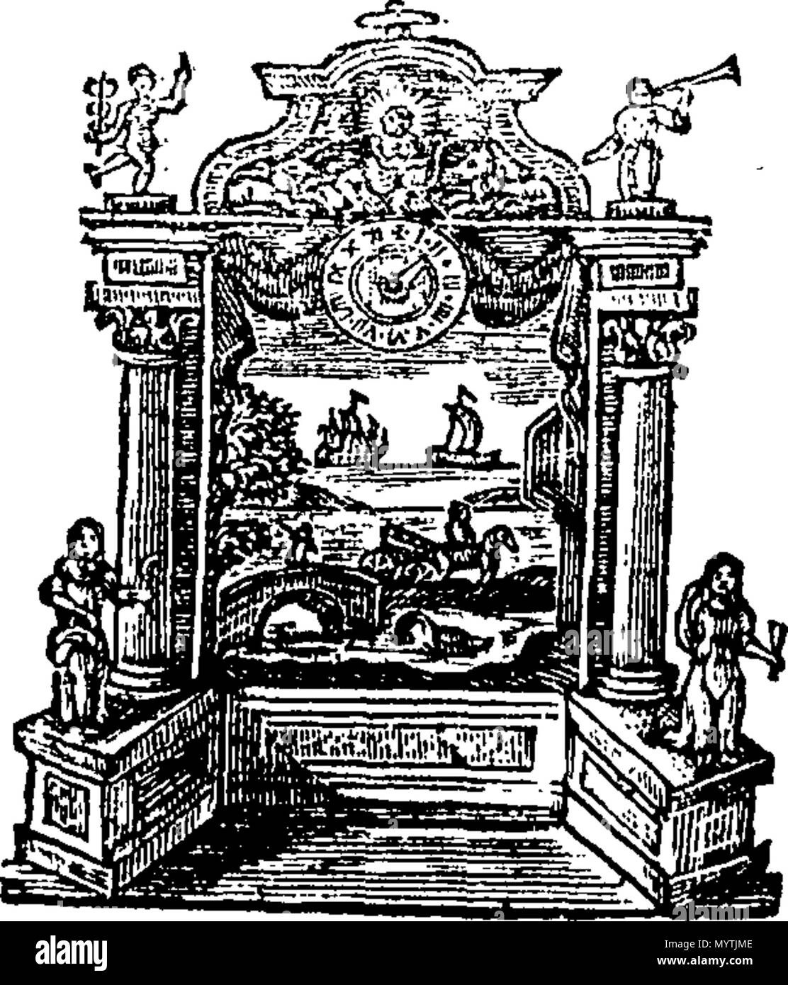 . Englisch: Fleuron aus Buch: Hymnen: für zwei, drei, vier, fünf, sechs, sieben und acht Stimmen. Wie Sie jetzt durchführen möchten, in der Kathedrale und Metropolitical Kirche St. Petrus in York: in der Kathedrale Kirche Christi und der Jungfrau Maria, die Heilige Jungfrau, in Durham: und, in der Kathedrale Kirche der Seligen Jungfrau Maria, in Lincoln. Mit dem Präfix ", eine Tabelle der Prediger, und die Zeiten von ihrer Predigt, in der sagte Kathedralen. Gesammelt und von Thomas Ellway, Master von den Kindern der Kathedrale in York verkauft. 366 Hymnen - für zwei, drei, vier, fünf, sechs, sieben und acht Stimmen Fleu Stockfoto