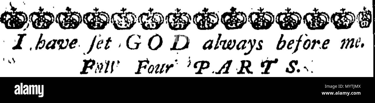 . Englisch: Fleuron aus Buch: Hymnen: für zwei, drei, vier, fünf, sechs, sieben und acht Stimmen. Wie Sie jetzt durchführen möchten, in der Kathedrale und Metropolitical Kirche St. Petrus in York: in der Kathedrale Kirche Christi und der Jungfrau Maria, die Heilige Jungfrau, in Durham: und, in der Kathedrale Kirche der Seligen Jungfrau Maria, in Lincoln. Mit dem Präfix ", eine Tabelle der Prediger, und die Zeiten von ihrer Predigt, in der sagte Kathedralen. Gesammelt und von Thomas Ellway, Master von den Kindern der Kathedrale in York verkauft. 366 Hymnen - für zwei, drei, vier, fünf, sechs, sieben und acht Stimmen Fleu Stockfoto