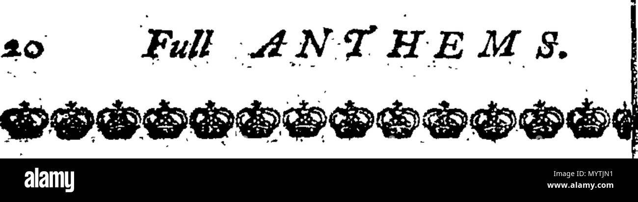 . Englisch: Fleuron aus Buch: Hymnen: für zwei, drei, vier, fünf, sechs, sieben und acht Stimmen. Wie Sie jetzt durchführen möchten, in der Kathedrale und Metropolitical Kirche St. Petrus in York: in der Kathedrale Kirche Christi und der Jungfrau Maria, die Heilige Jungfrau, in Durham: und, in der Kathedrale Kirche der Seligen Jungfrau Maria, in Lincoln. Mit dem Präfix ", eine Tabelle der Prediger, und die Zeiten von ihrer Predigt, in der sagte Kathedralen. Gesammelt und von Thomas Ellway, Master von den Kindern der Kathedrale in York verkauft. 366 Hymnen - für zwei, drei, vier, fünf, sechs, sieben und acht Stimmen Fleu Stockfoto
