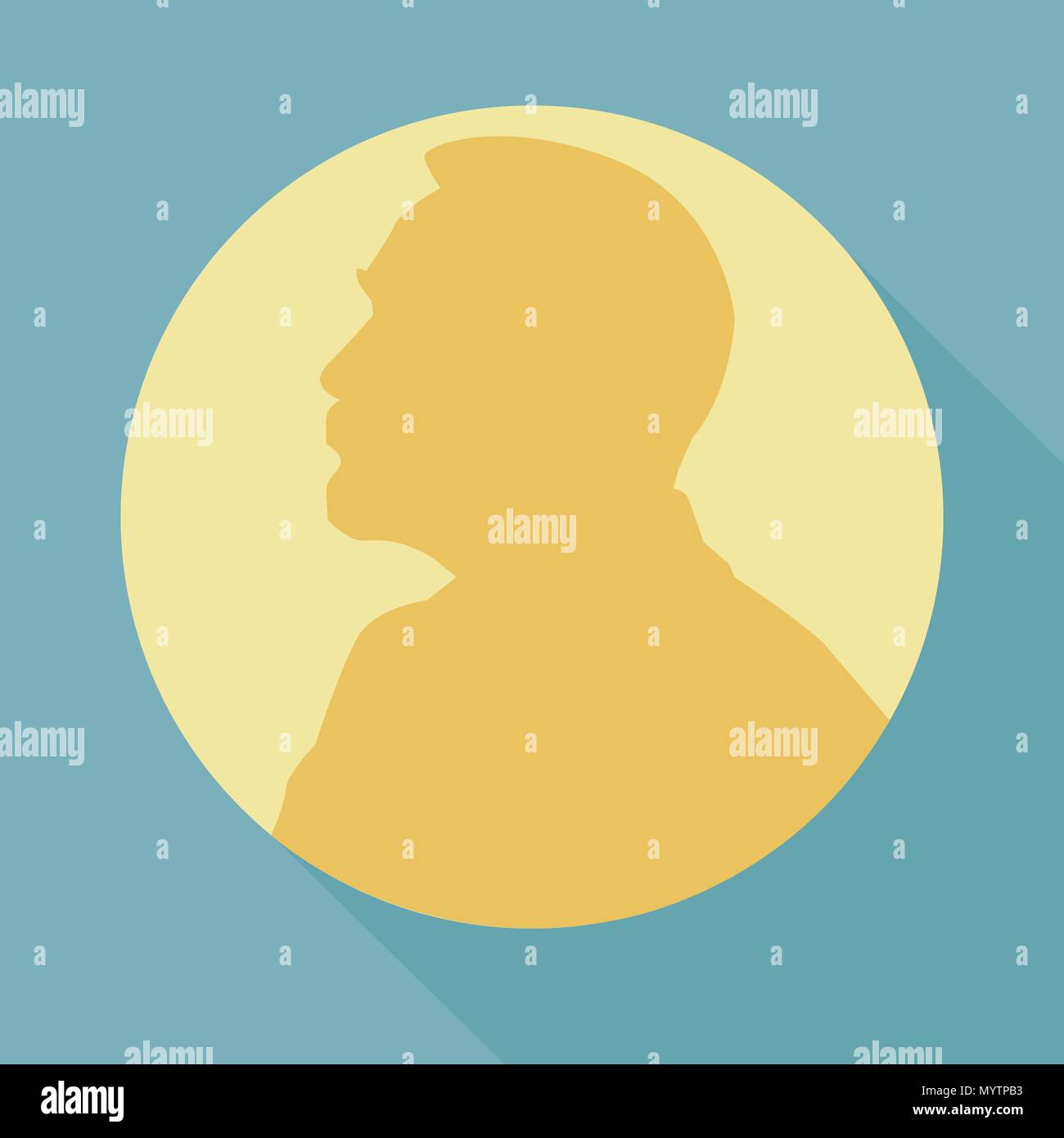 Stilisierte Nobel-Medaille. Silhouette der Nobelpreis in einem flachen Stil. Vector Illustration. Stock Vektor