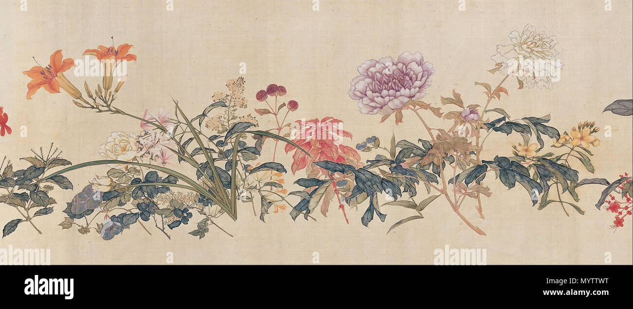 . Hundert Blumen. (1828 - 1904) 1 Ju Lian - hundert Blumen - Google Kunst Projekt Stockfoto