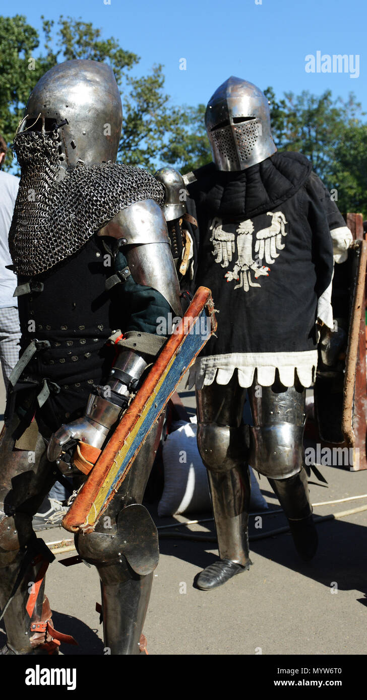 Ritter Kampf Turnier während Odessa internationales Festival der mittelalterlichen Kultur. Stockfoto