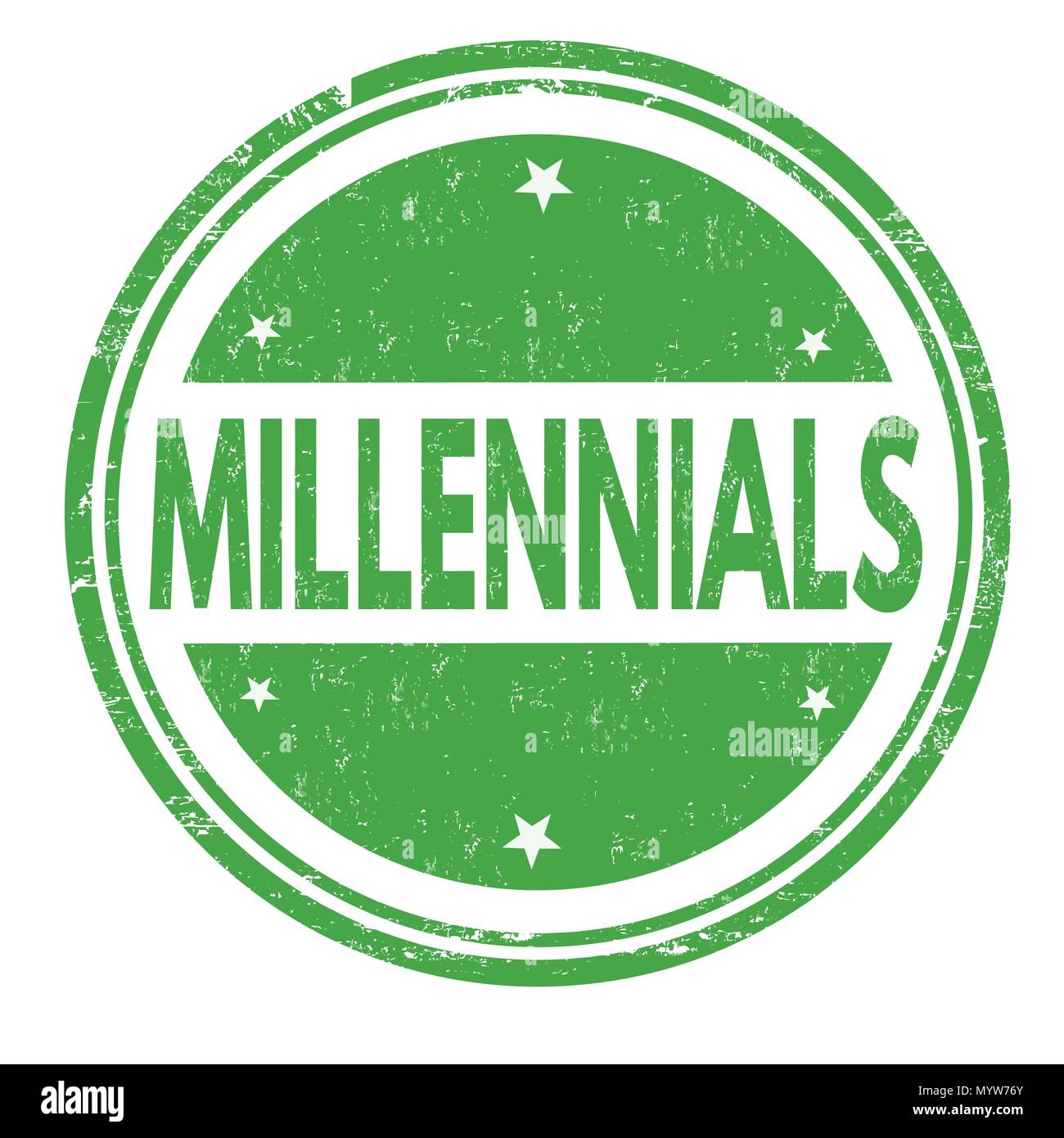 Millennials grunge Stempelabdruck auf weißem Hintergrund, Vector Illustration Stock Vektor