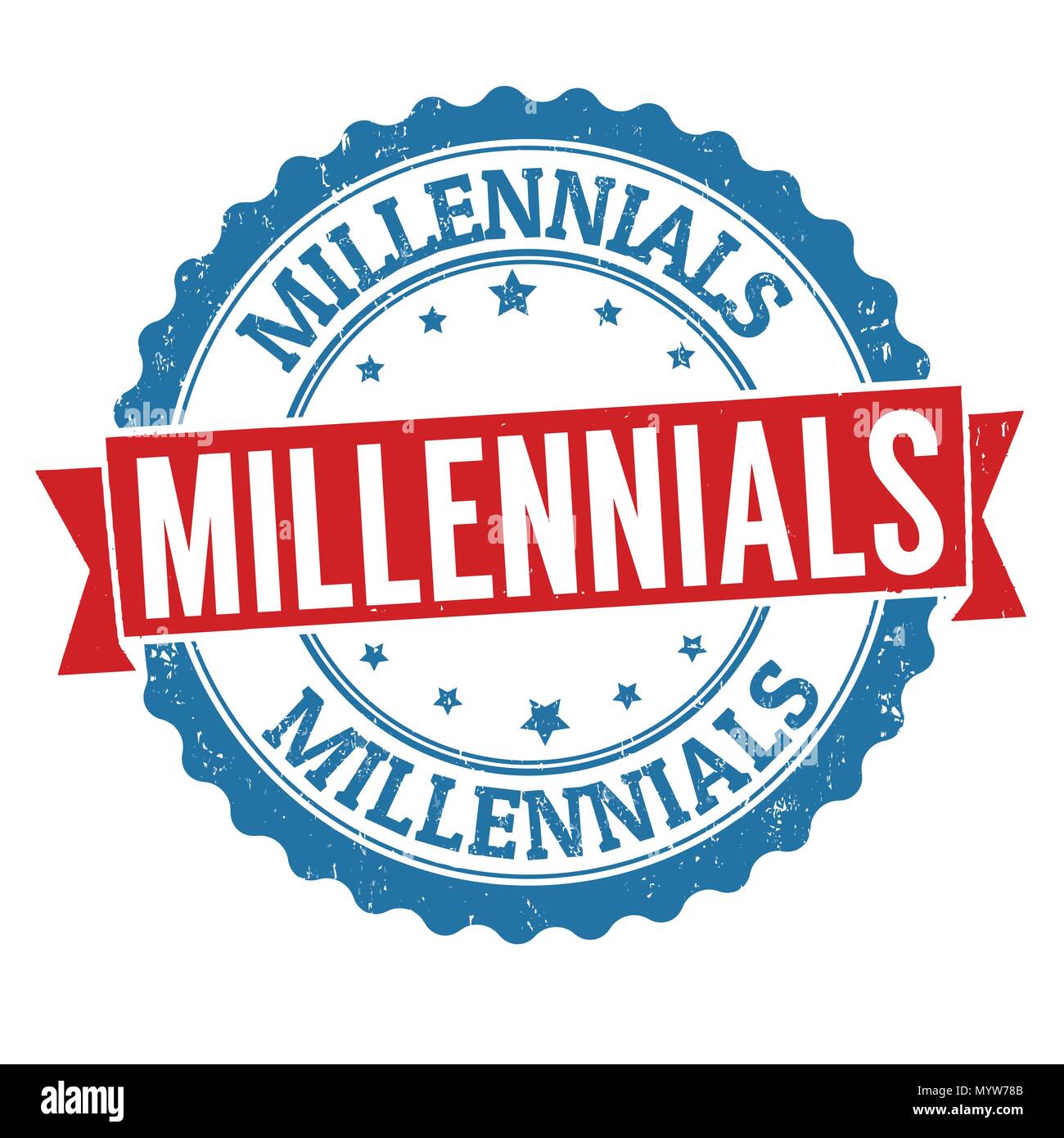 Millennials grunge Stempelabdruck auf weißem Hintergrund, Vector Illustration Stock Vektor