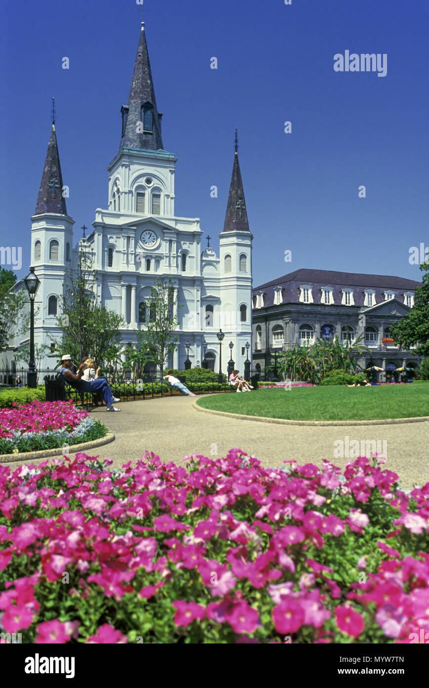 Historische 1992 SAINT LOUIS KATHEDRALE JACKSON SQUARE FRENCH QUARTER NEW ORLEANS, Louisiana, USA Stockfoto