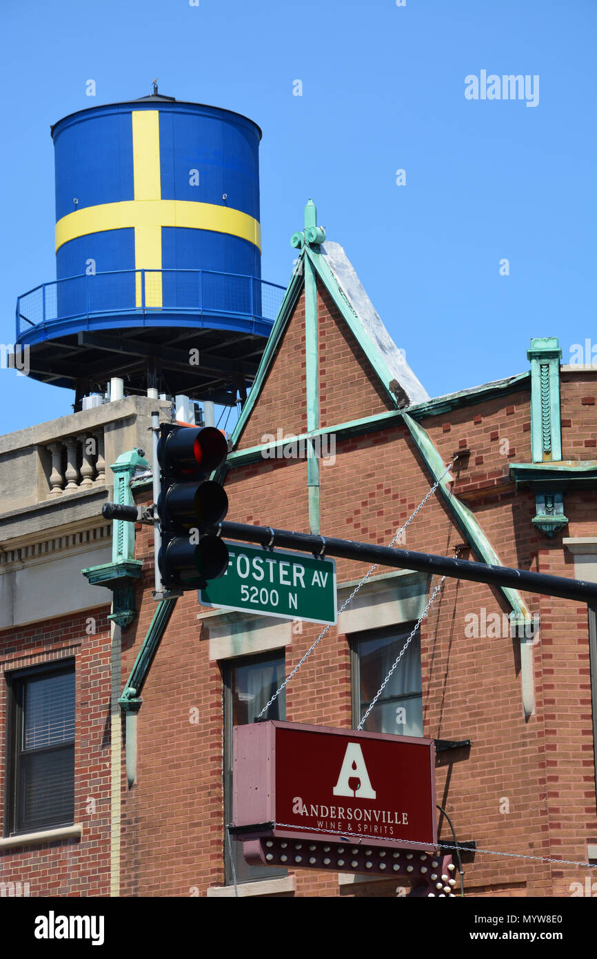 Ursprünglich eine Schwedische Arbeiterviertel, Andersonville ist ein trendiger Ort für junge Chicago Fachleute und die LGBT Gemeinschaft zu leben Stockfoto