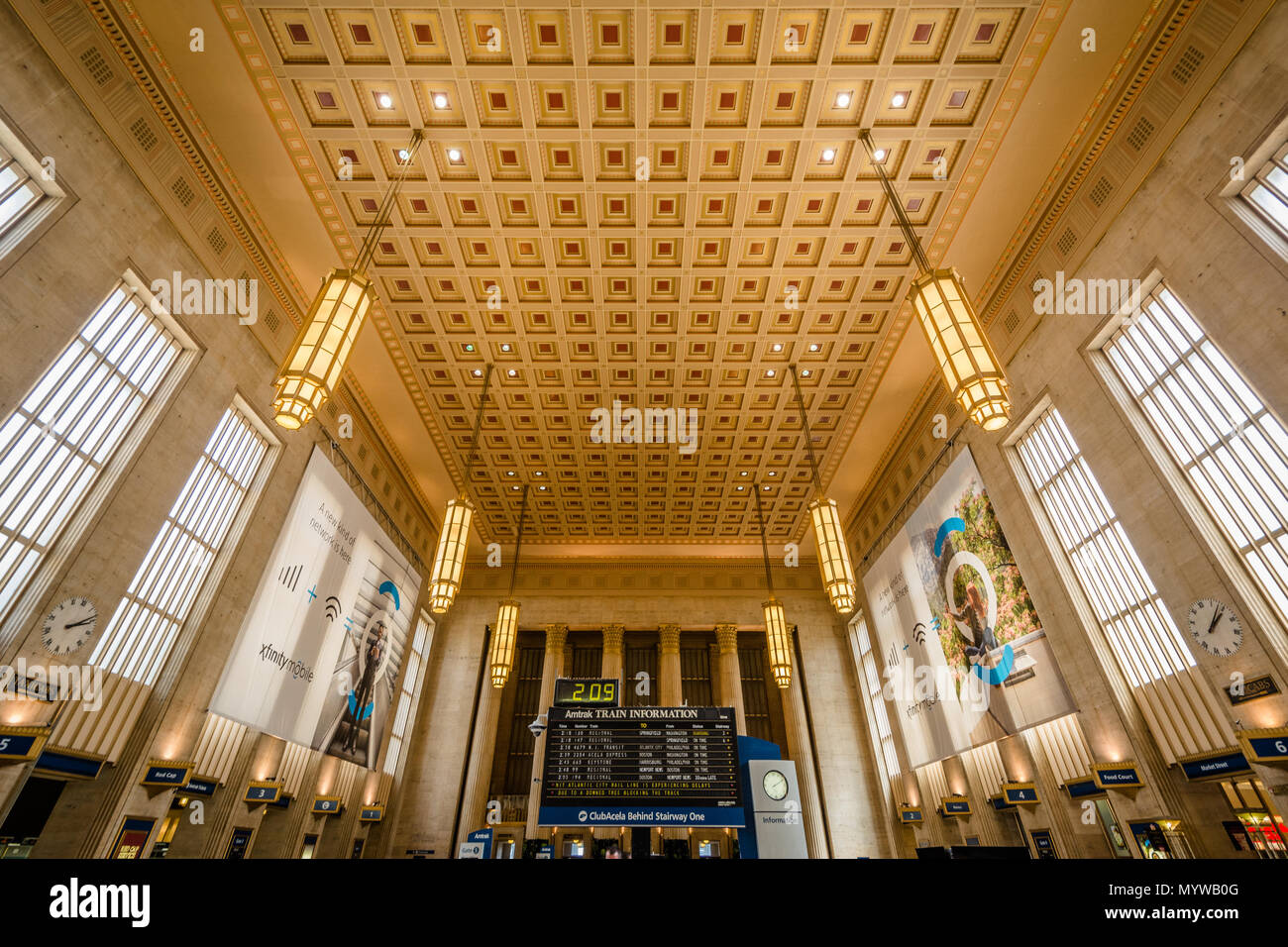 Das Innere der 30th Street Station, in Philadelphia, Pennsylvania. Stockfoto
